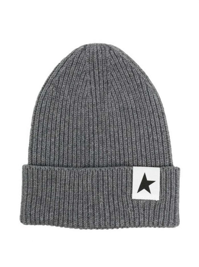 STAR/ BOYS KNIT COTTON-WOOL BLEND BEANIE HATGREY MELANGE