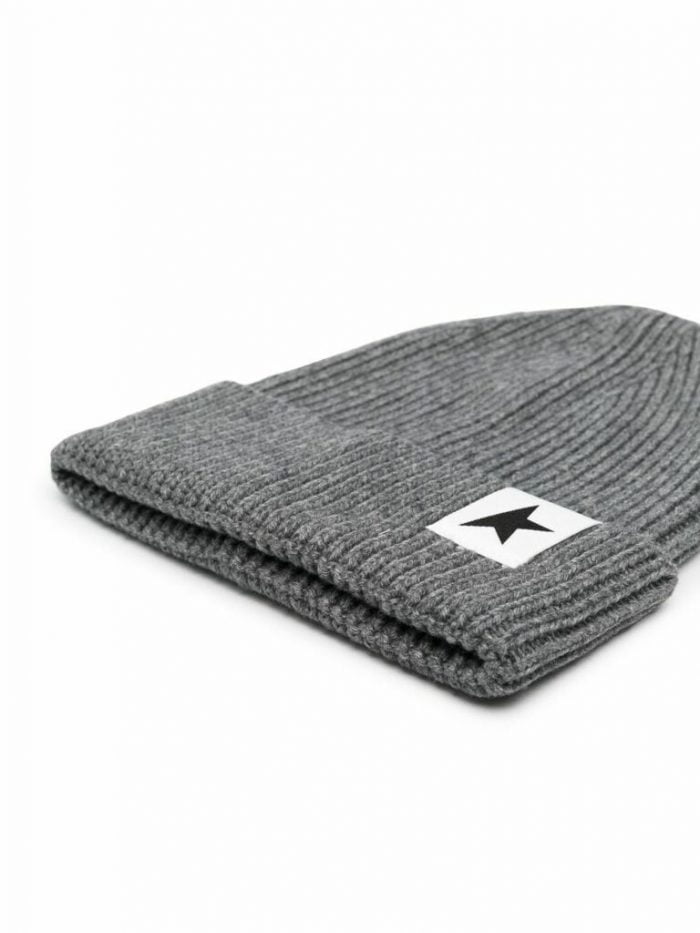 STAR/ BOYS KNIT COTTON-WOOL BLEND BEANIE HATGREY MELANGE