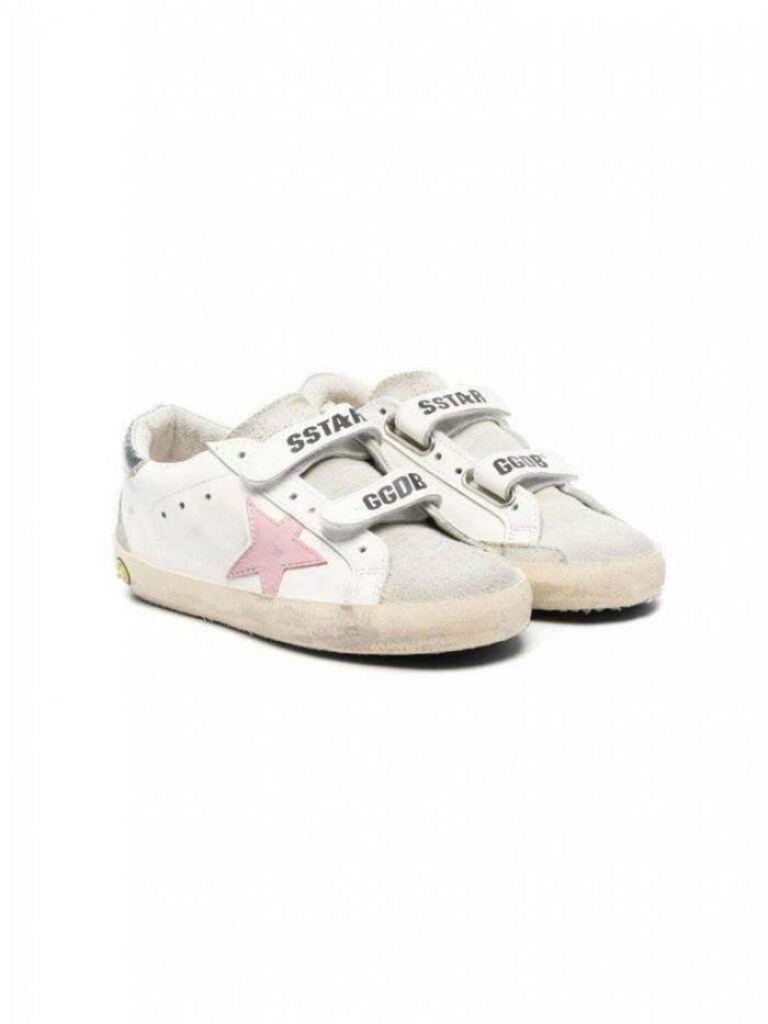 OLD SCHOOL LEATHER UPPER AND STAR SUEDE TOE AND SPUR LAMINATED HEEL WHITE/ICE/ORCHID PINK/SILVER