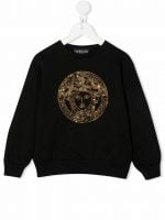 SWEATSHIRT FELPA STRASS MEDUSA NERO Oro