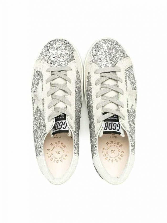 SUPER-STAR GLITTER UPPER SUEDE STAR AND HEELSILVER/ICE
