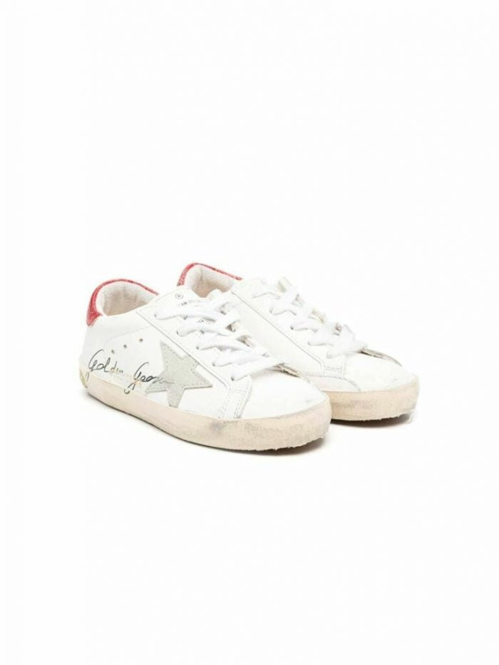 SUPER-STAR LEATHER UPPER SUEDE STAR VINTAGE LAMINATED HEEL SIGNATURE FOXING WHITE/ICE/RED/ BLACK