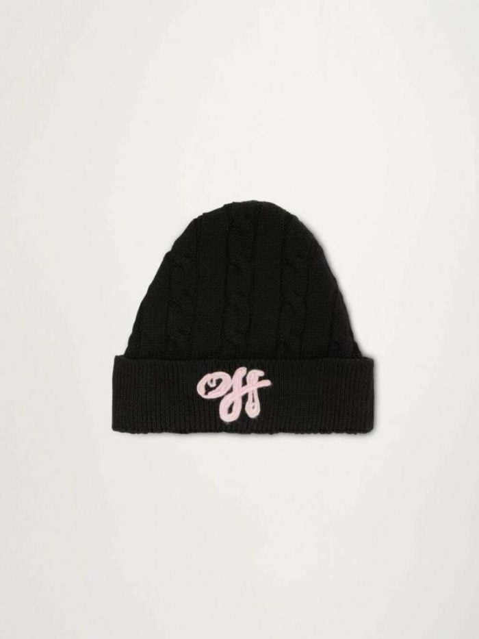 OFF CABLE BEANIE BLACK PINK